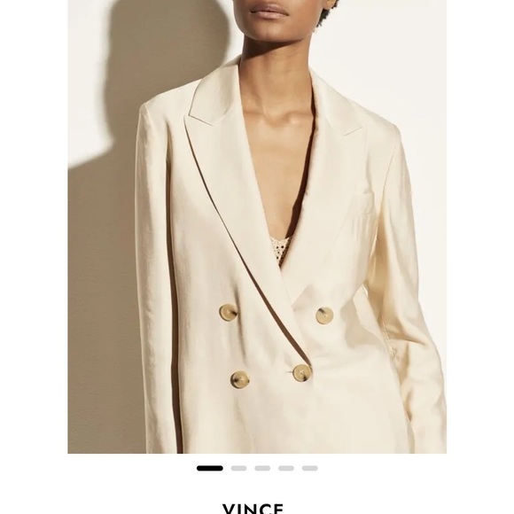 VINCE Drapey Double Breasted Blazer in Cream Size 8 New With Tags - Picture 16 of 16